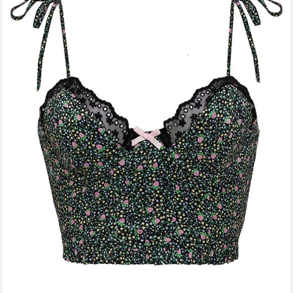For Love And Lemons Tops - For Love And Lemons Black Floral Camisole Small